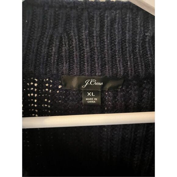 J. Crew Ezra Navy Pom Pom Cable Knit Sweater sz XL EUC - Picture 7 of 9